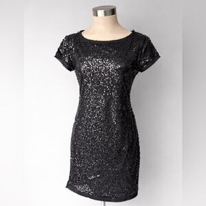 Black Sequin Dress Women’s Small Short Sleeve Party Cocktail